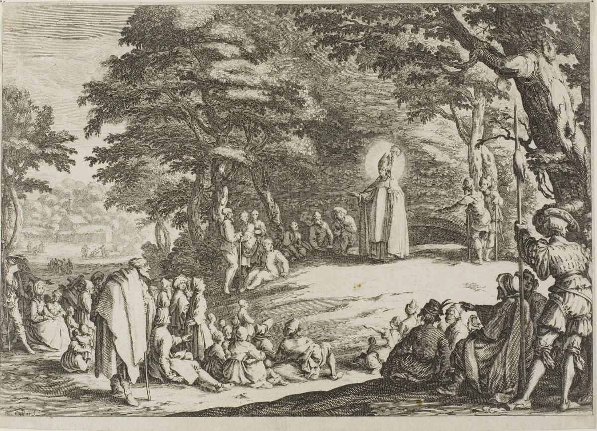 Saint Nicholas Preaching by Jacques Callot, print, 1612-1635