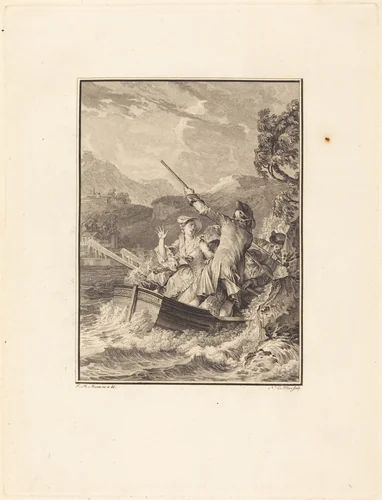 La barque by Noël Le Mire, Jean-Michel Moreau the Younger, print, 1777