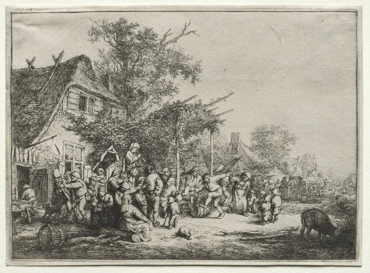 Festival Under the Trellis by Adriaen van Ostade, print, 1647-1657