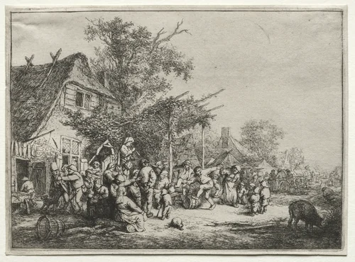 Festival Under the Trellis by Adriaen van Ostade, print, 1647-1657