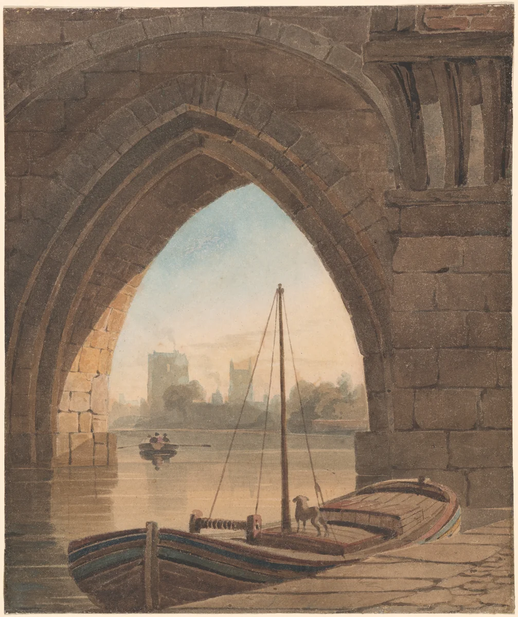 Looking under the Bridge by John Varley, drawing, 1778-1842