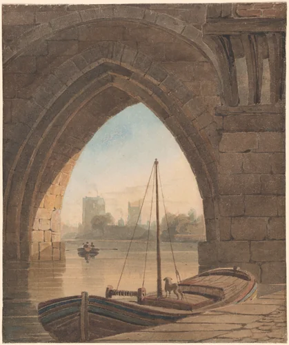 Looking under the Bridge by John Varley, drawing, 1778-1842