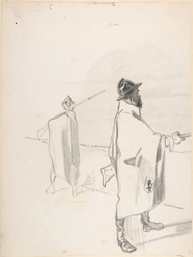 Two Belgian Soldiers by Félicien Rops, drawing, 1833-1898