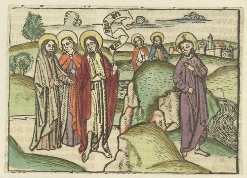 Christus kiest zijn discipelen by Unknown, print, 1483-1486