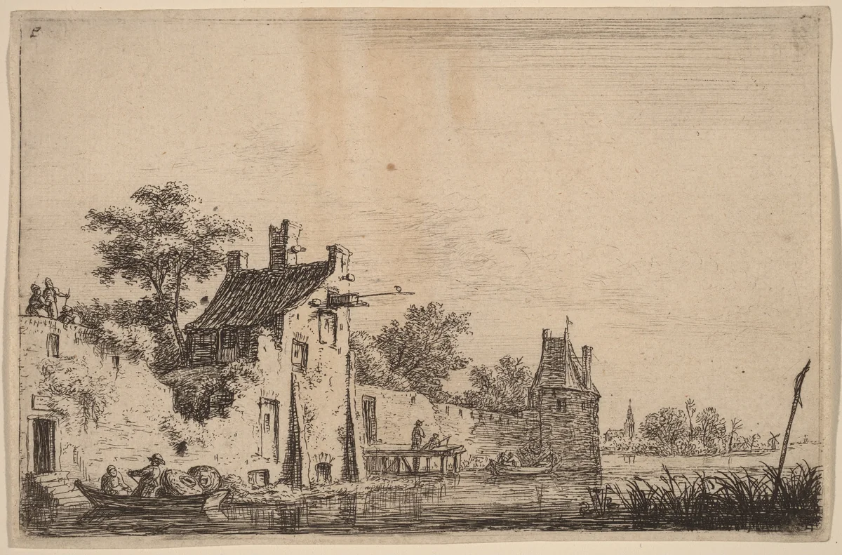 Departure of Two Fishermen by Anthonie Waterloo, print, 1609-1690