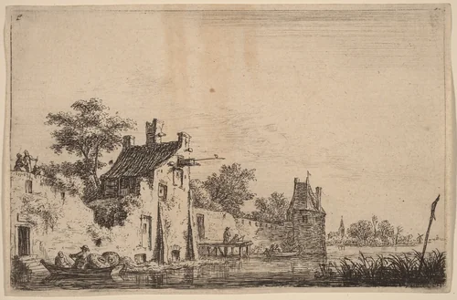 Departure of Two Fishermen by Anthonie Waterloo, print, 1609-1690