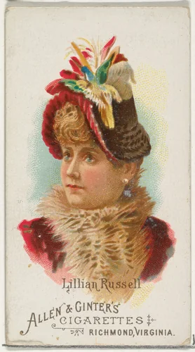 Lillian Russell, from World's Beauties, Series 1 (N26) for Allen & Ginter Cigarettes by Allen & Ginter, print, 1888
