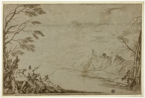 Hunters with Dog Beside River by Marco Ricci
Salvador Rosa
Richard Wilson, drawing, 1696-1729