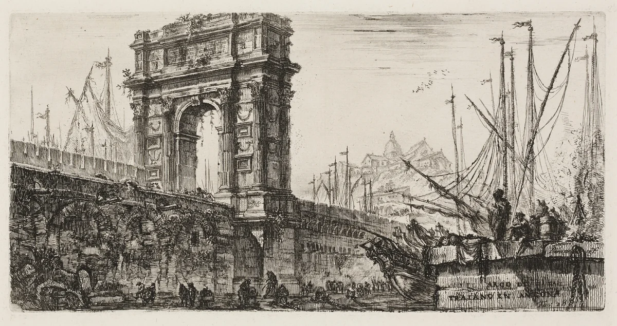 Arch of Trajan in Ancona, plate 28 from Some Views of Triumphal Arches and other monuments by Giovanni Battista Piranesi, print, 1748