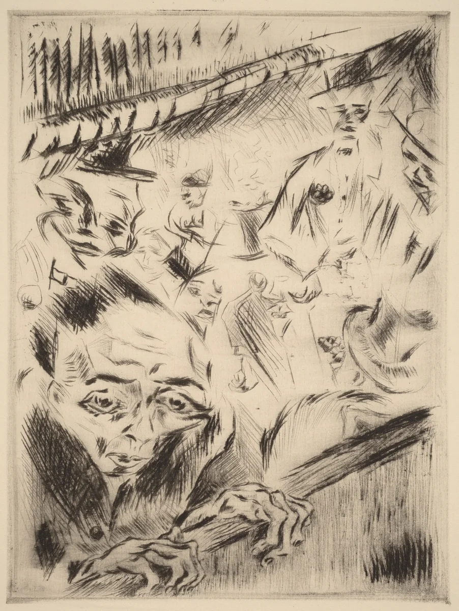 Robert in the Theater by Walter Gramatté, print, 1918