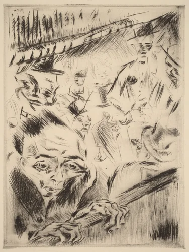 Robert in the Theater by Walter Gramatté, print, 1918