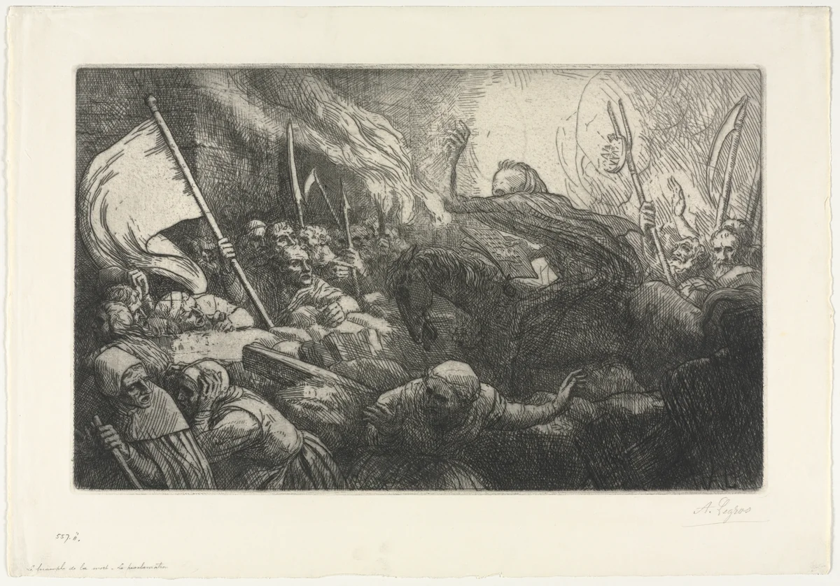 The Triumph of Death: The Proclamation by Alphonse Legros, print, 1875-1885