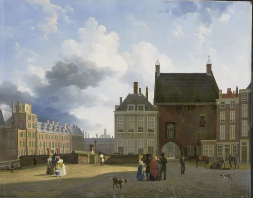 The Gevangenpoort and the Plaats, The Hague by Pieter Daniel van der Burgh, painting, 1825-1860