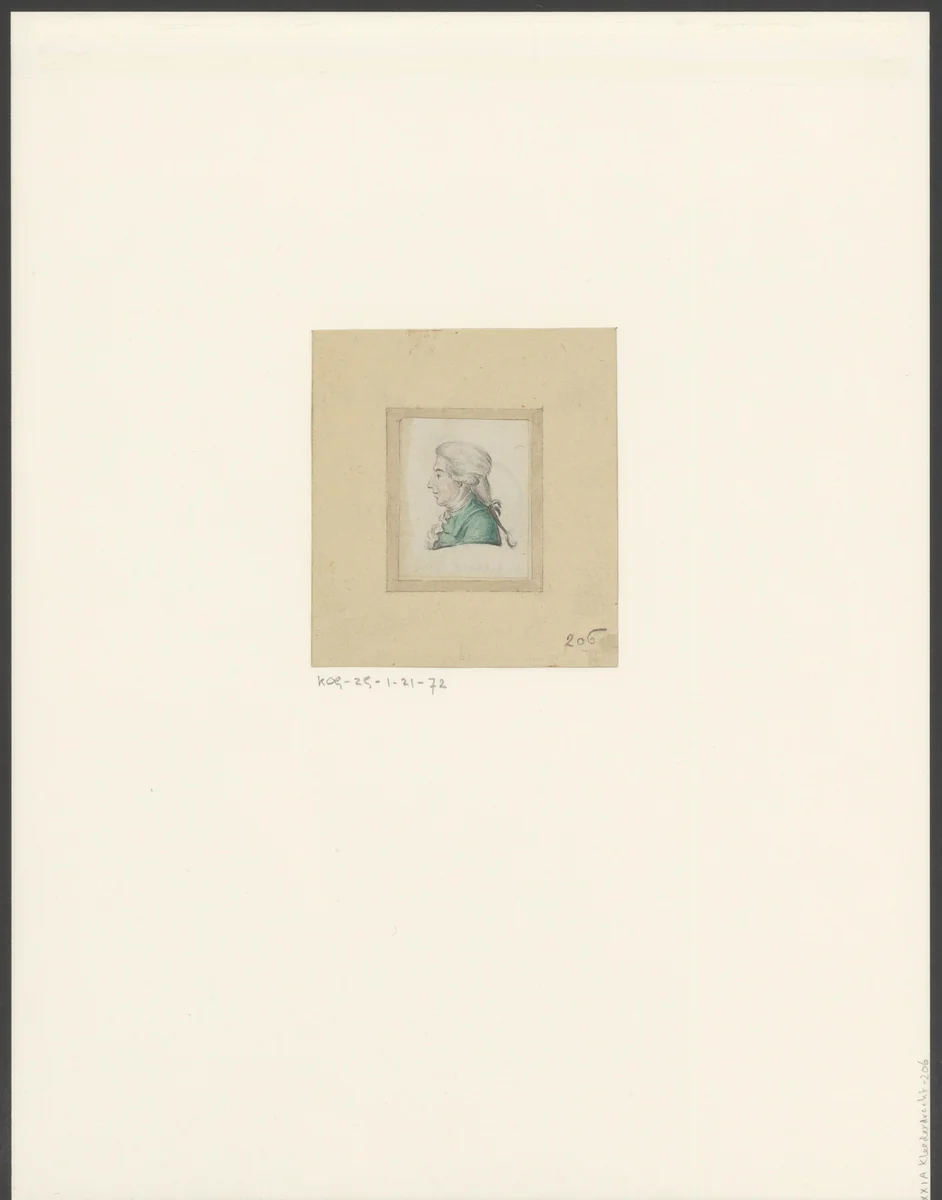 Portret van een onbekende man met staartpruik by anonymous, drawing, 1700-1799