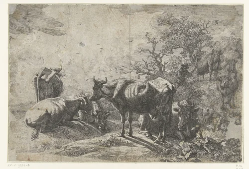 De veehoeder by Paulus Potter, print, 1643