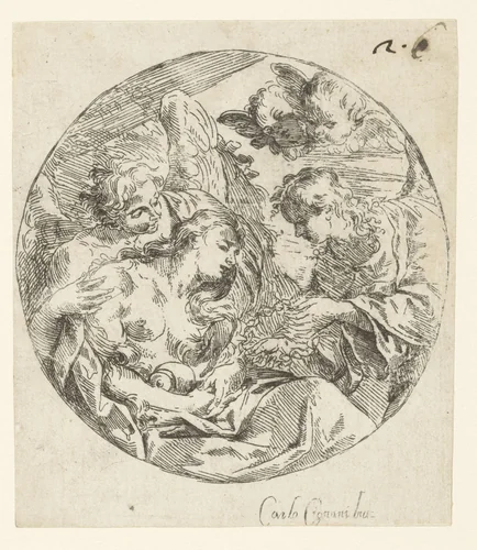 Dood van Maria Magdalena by Giuseppe Antonio Caccioli, print, 1682-1740