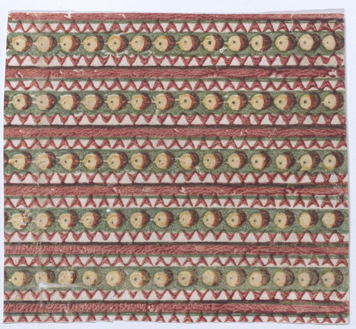 Sheet with overall patterns of pearls and zigzags by anonymous, print, 1800-1900