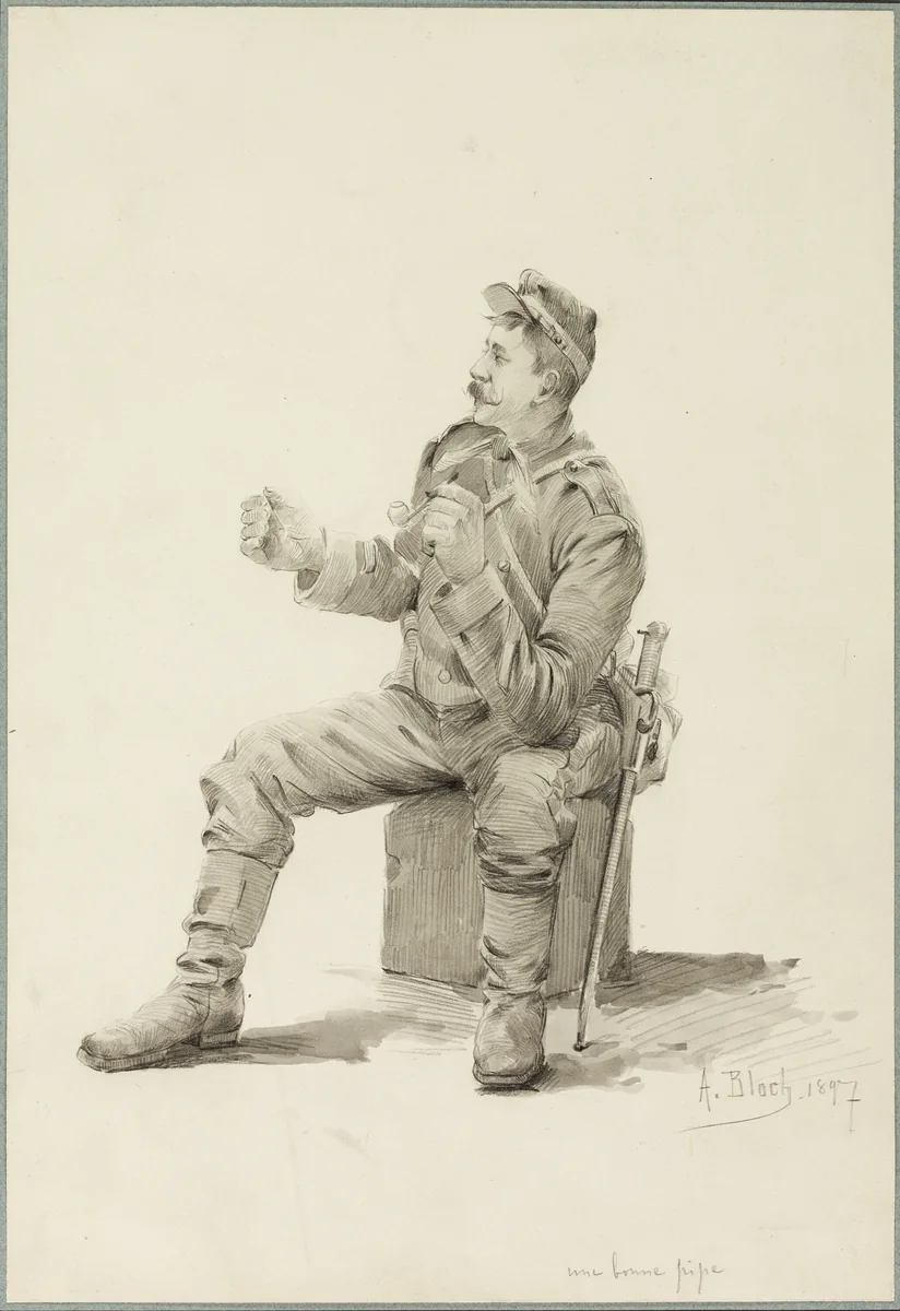 A Good Pipe by Alexandre Bloch, drawing, 1897