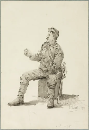 A Good Pipe by Alexandre Bloch, drawing, 1897