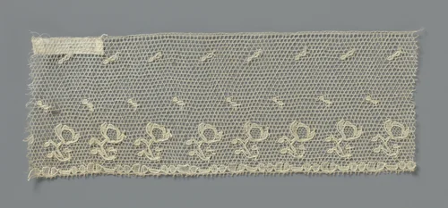 Strook kloskant met twee rijen strikjes en een rij bloemen by anonymous, other, 1850-1899