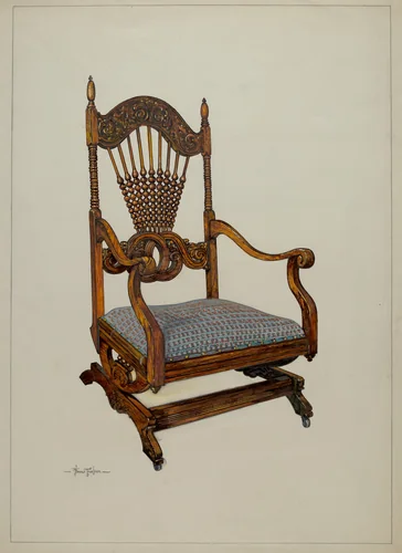 Carved Oak Chair by Florence Truelson, index of american design, 1937