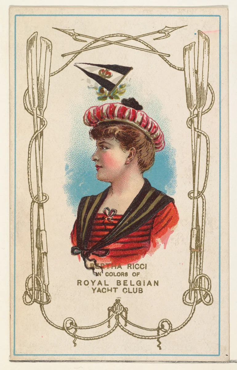 Bertha Ricci in Colors of Royal Belgian Yacht Club, from the Yacht Colors of the World series (N140) issued by Duke Sons & Co. to promote Honest Long Cut Tobacco by W. Duke, Sons & Co., print, 1890