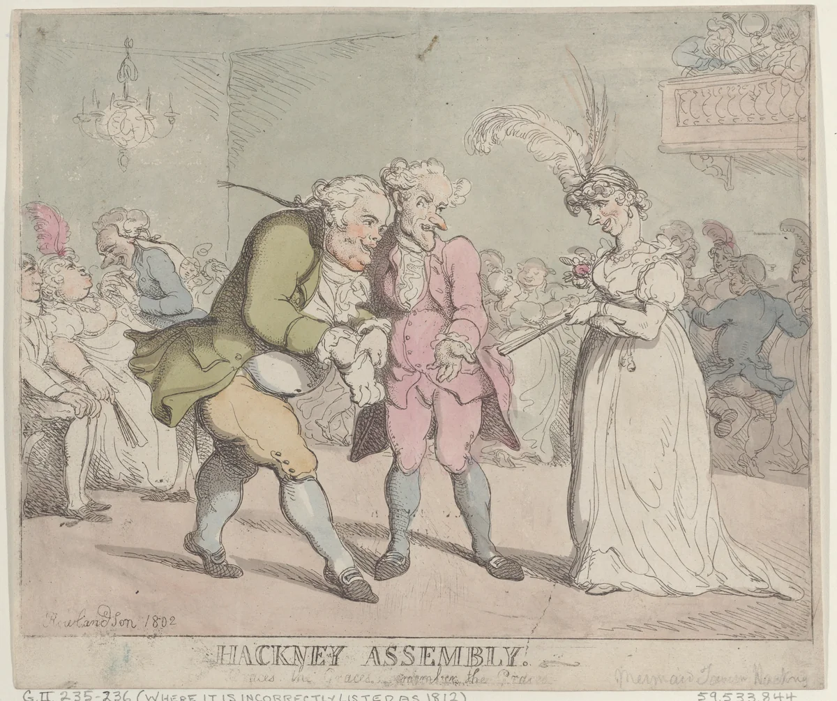 Hackney Assembly by Thomas Rowlandson, print, 1802