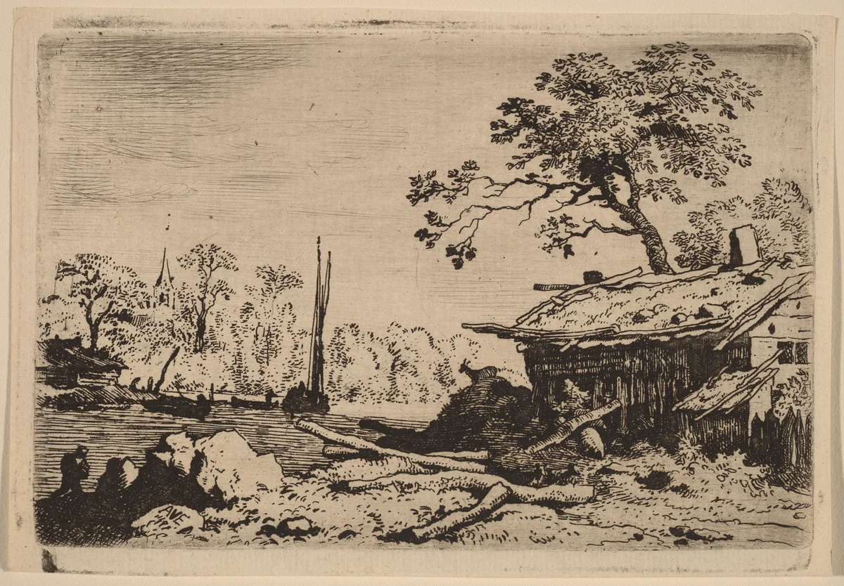 Ruinous Hut by Allart van Everdingen, print, 1645-1656
