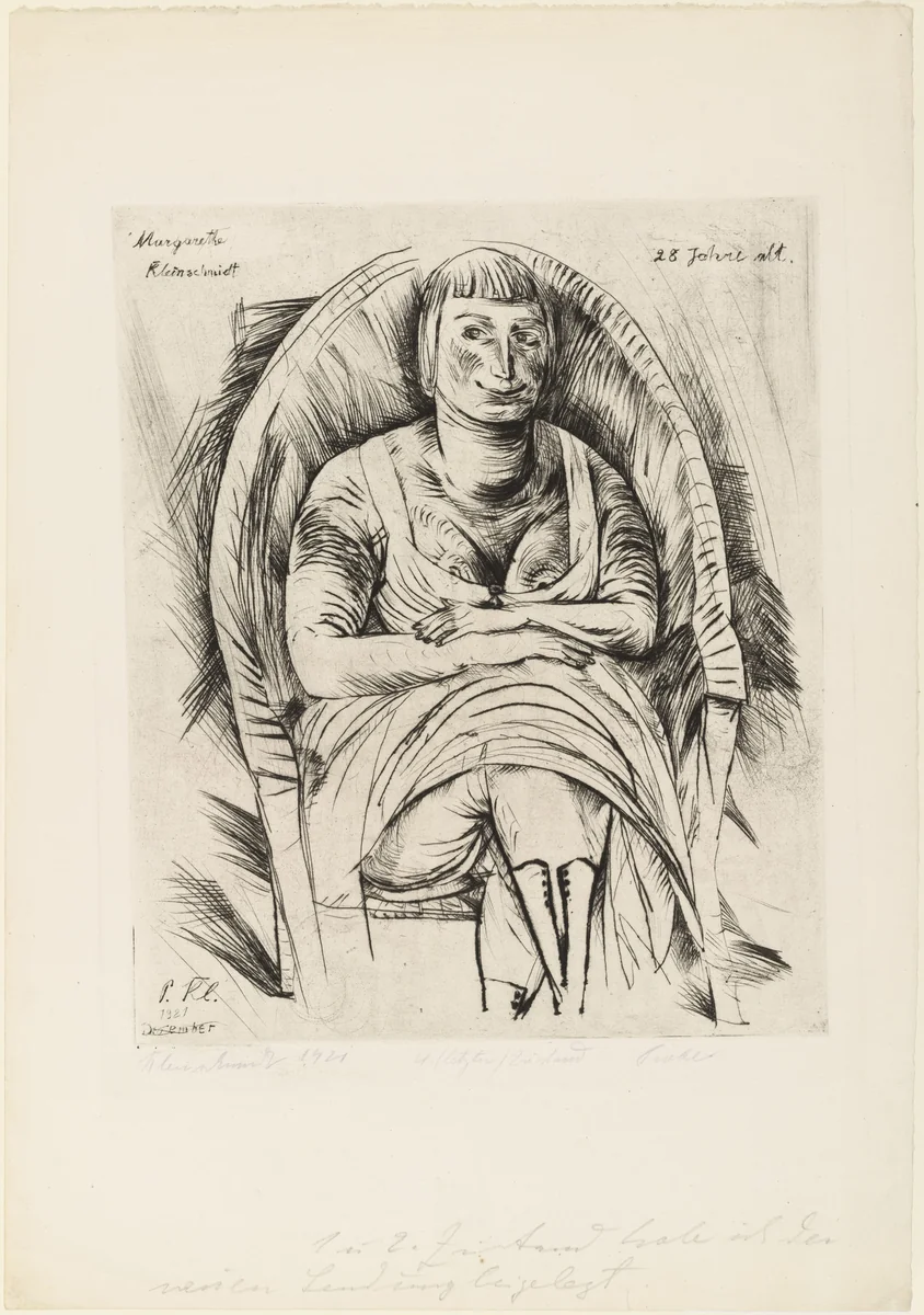 Margarethe Kleinschmidt in a Wicker Chair (Margarethe Kleinschmidt im Korbstuhl) by Paul Kleinschmidt, print, 1921