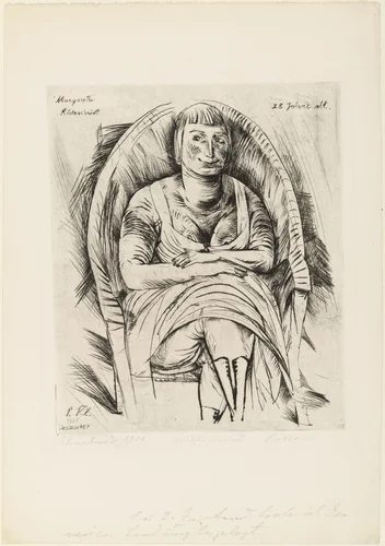 Margarethe Kleinschmidt in a Wicker Chair (Margarethe Kleinschmidt im Korbstuhl) by Paul Kleinschmidt, print, 1921