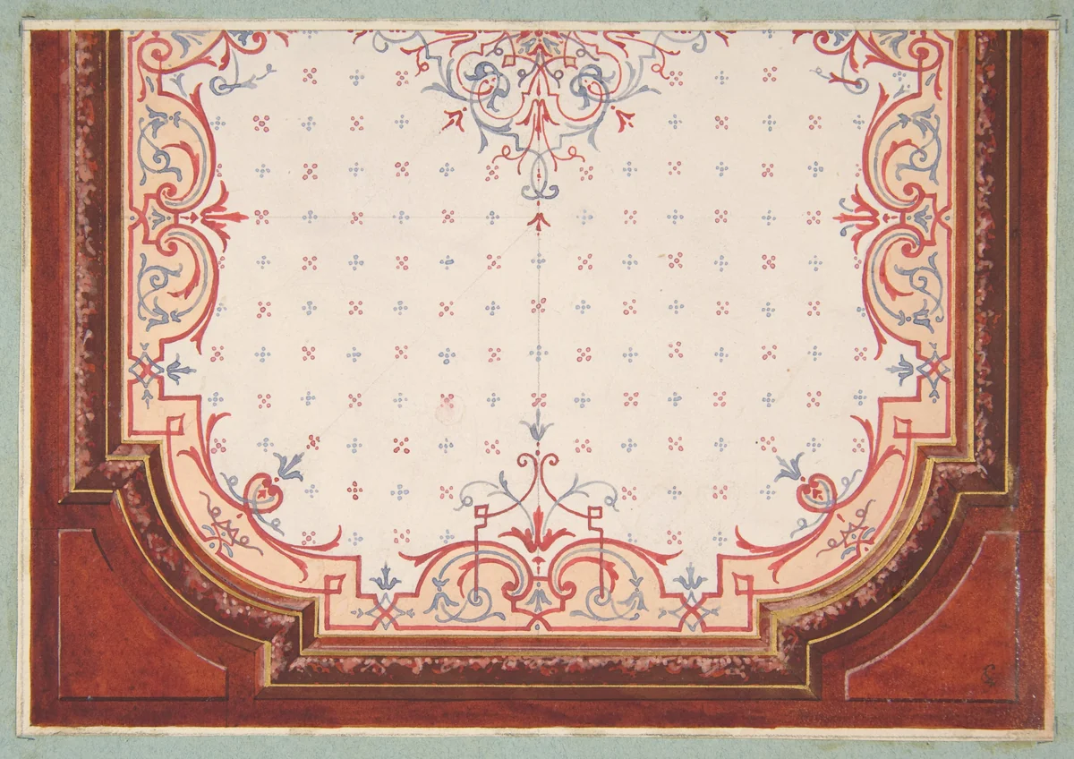 Design for a ceiling by Jules-Edmond-Charles Lachaise, drawing, 1850-1900