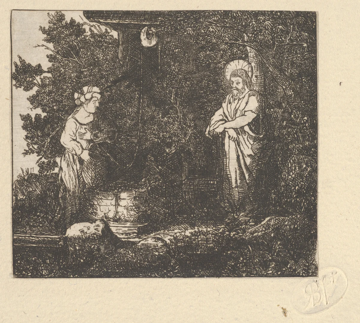 Le Christ et La Samaritaine (Christ and the Samaritan Woman) by Rodolphe Bresdin, print, 1839-1885