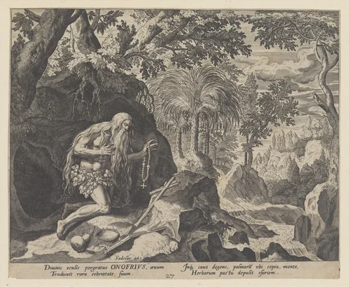 Onofrius, from "Solitudo Sive Vitae Patrum Eremicolarum" by Johann Sadeler I, print, 1585-1586