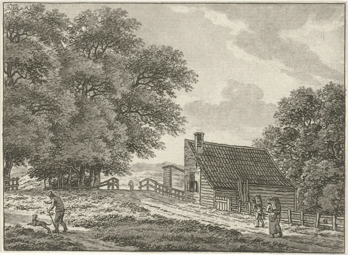 Landschap bij Overveen met wandelaars by Jan Evert Grave, print, 1769-1805
