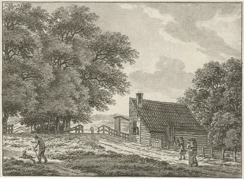 Landschap bij Overveen met wandelaars by Jan Evert Grave, print, 1769-1805