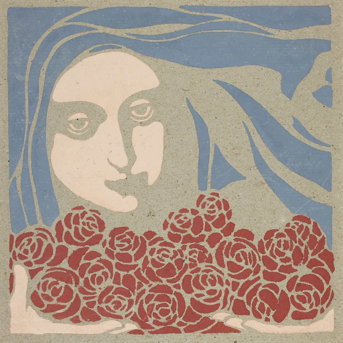 Woman's Head with Roses by Koloman Moser, print, 1899
