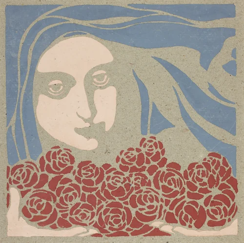 Woman's Head with Roses by Koloman Moser, print, 1899