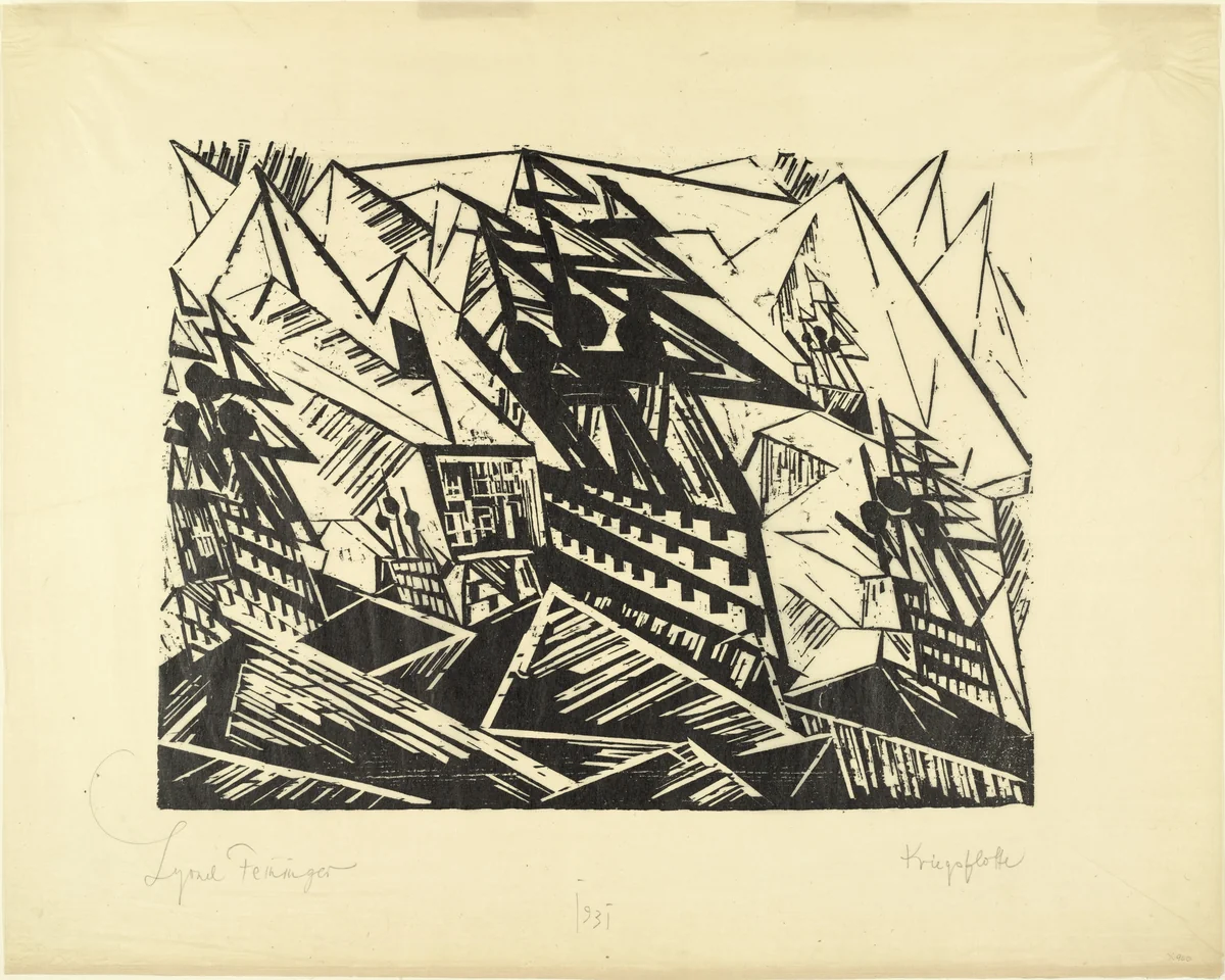 Warfleet, 2 (Kriegsflotte, 2) by Lyonel Feininger, print, 1919