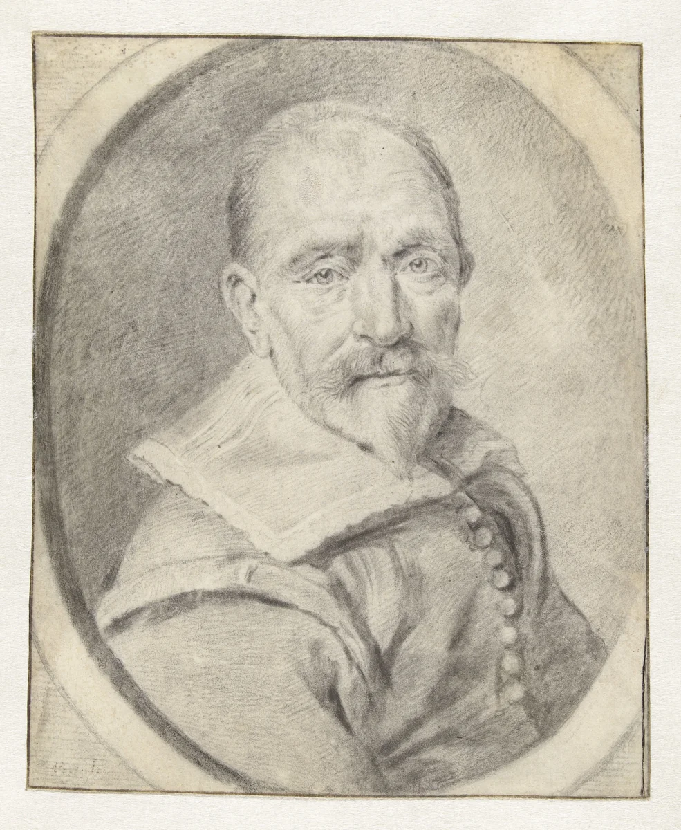 Portrait of a Man by Cornelis Visscher, drawing, 1650-1654