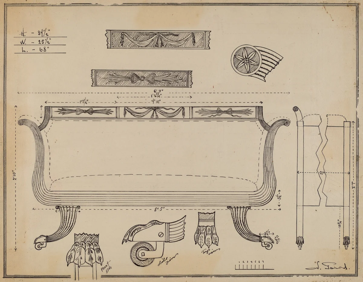 Sofa by Nicholas Gorid, index of american design, 1936