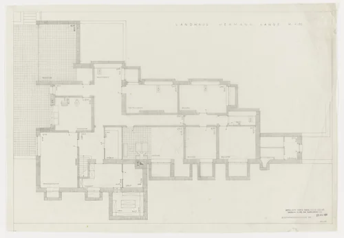 Hermann Lange House, Krefeld, Germany, Plan by Ludwig Mies van der Rohe, mies van der rohe archive, 1927