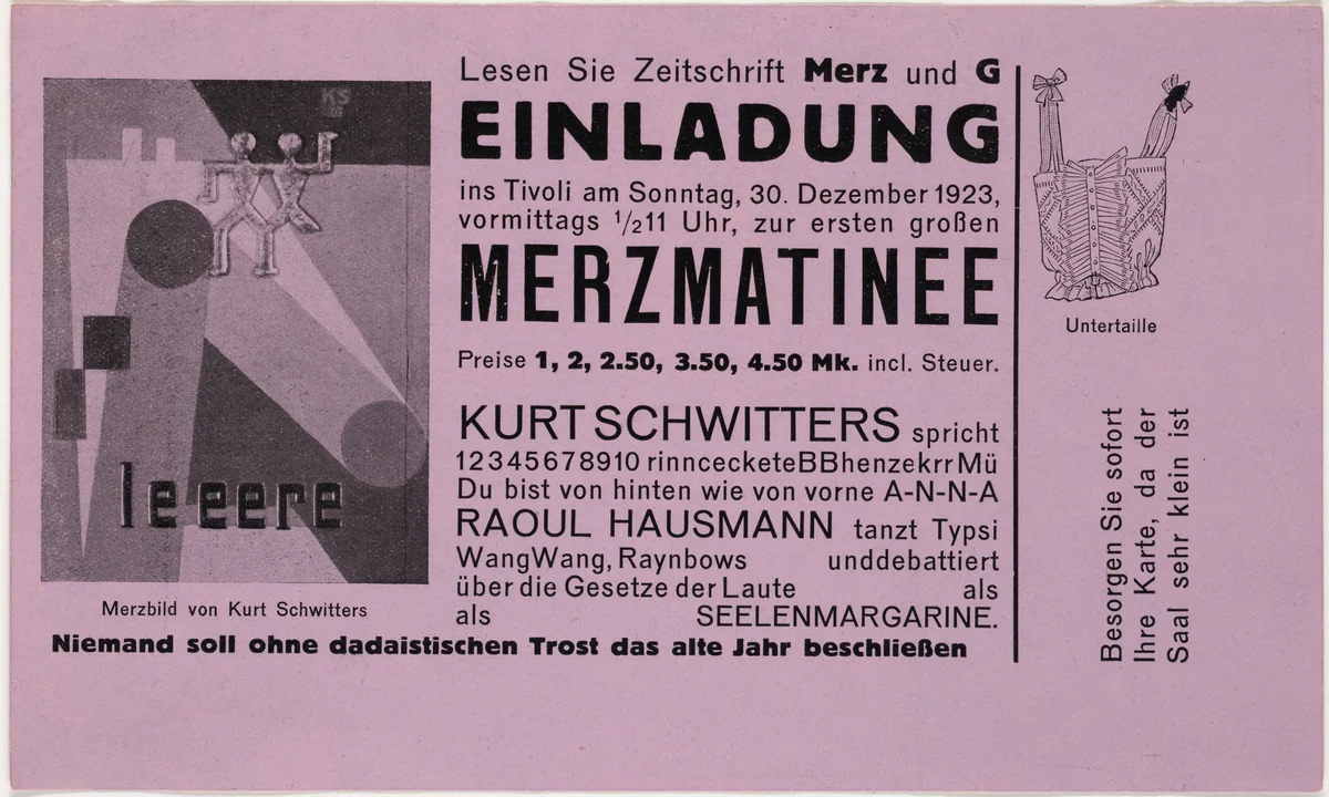 Merzmatinee by Kurt Schwitters, design, 1923