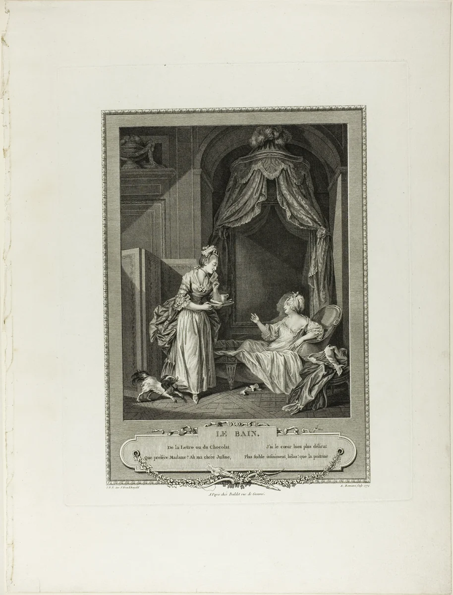 The Bath, from Monument du Costume Physique et Moral de la fin du Dix-huitième siècle by Antoine Louis Romanet, print, 1774