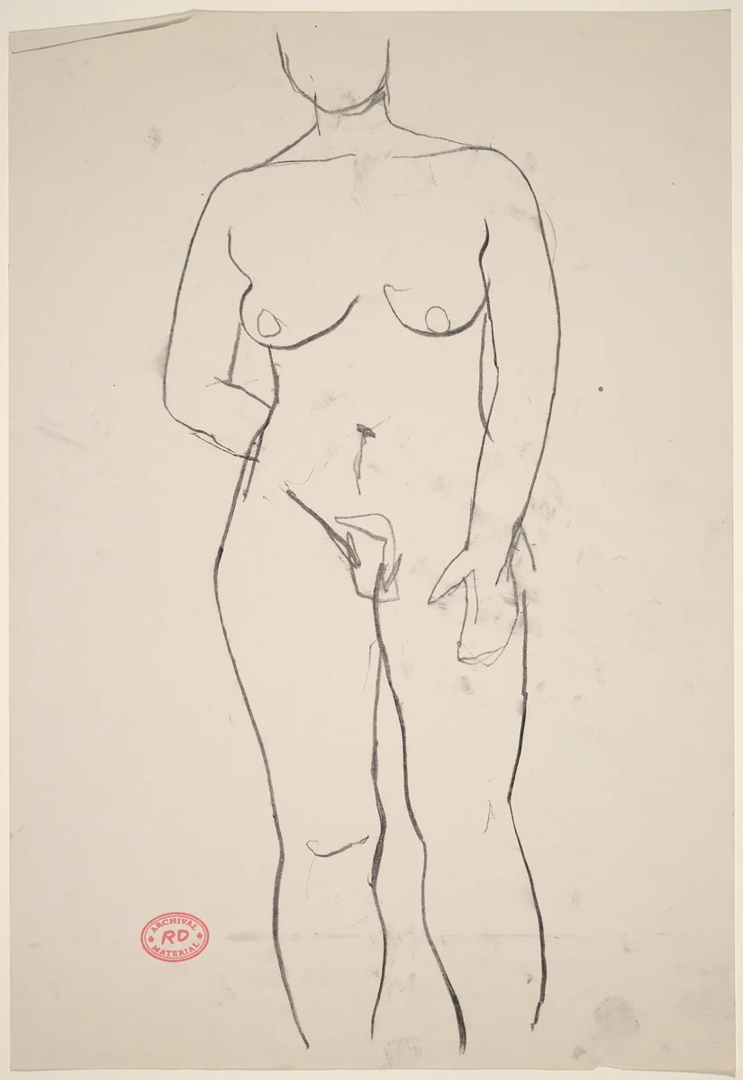Untitled [standing female nude] by Richard Diebenkorn, drawing, 1955-1967