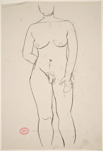 Untitled [standing female nude] by Richard Diebenkorn, drawing, 1955-1967