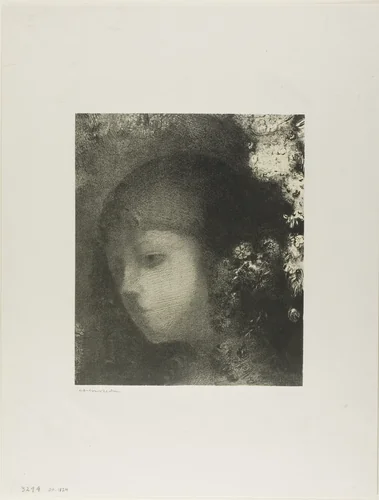 Child's Head With Flowers by Odilon Redon, print, 1897