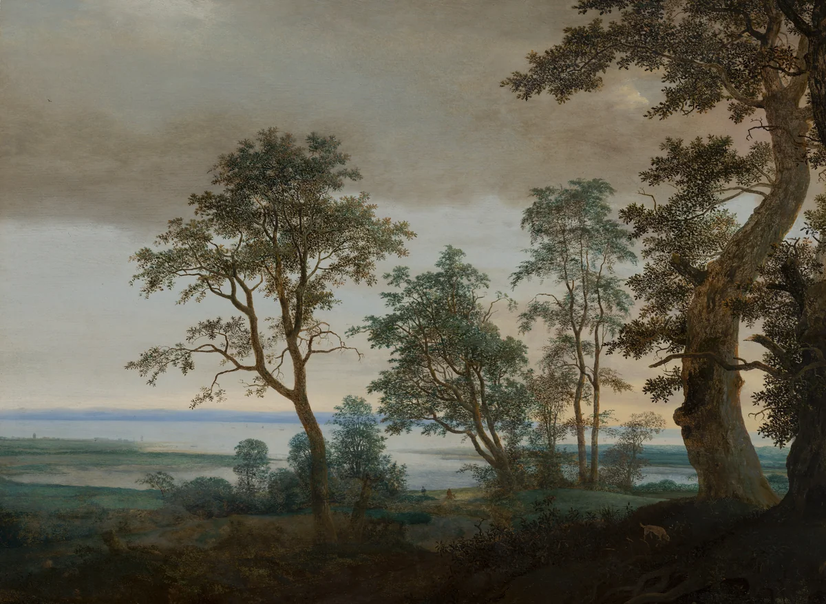 River Landscape, seen through the Trees by Cornelis Vroom, painting, 1638
