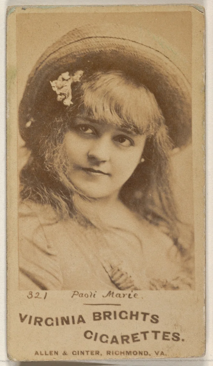 Card 321, Paoli Marie, from the Actors and Actresses series (N45, Type 1) for Virginia Brights Cigarettes by Allen & Ginter, photograph, 1885-1891