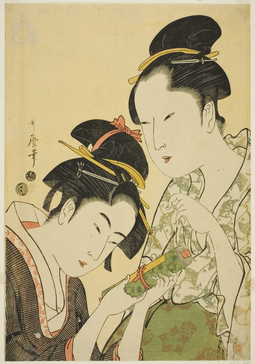 Okita and Ofuji by Kitagawa Utamaro (喜多川歌麿), print, 1788-1799