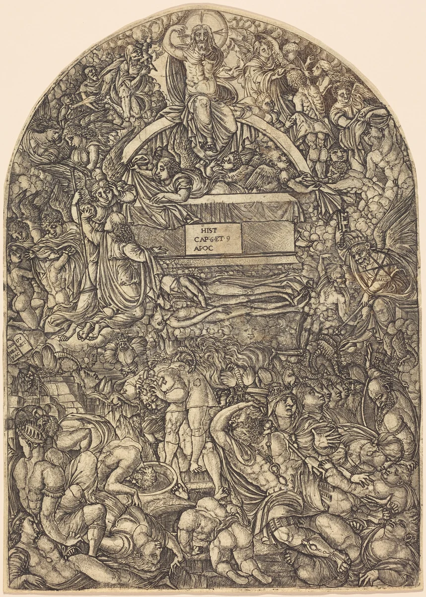 A Star Falls and Makes Hell to Open by Jean Duvet, print, 1546-1556